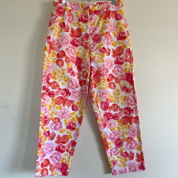 Talbots  floral Cottagecore feminine colorful cotton Pants size 10 - Picture 7 of 9